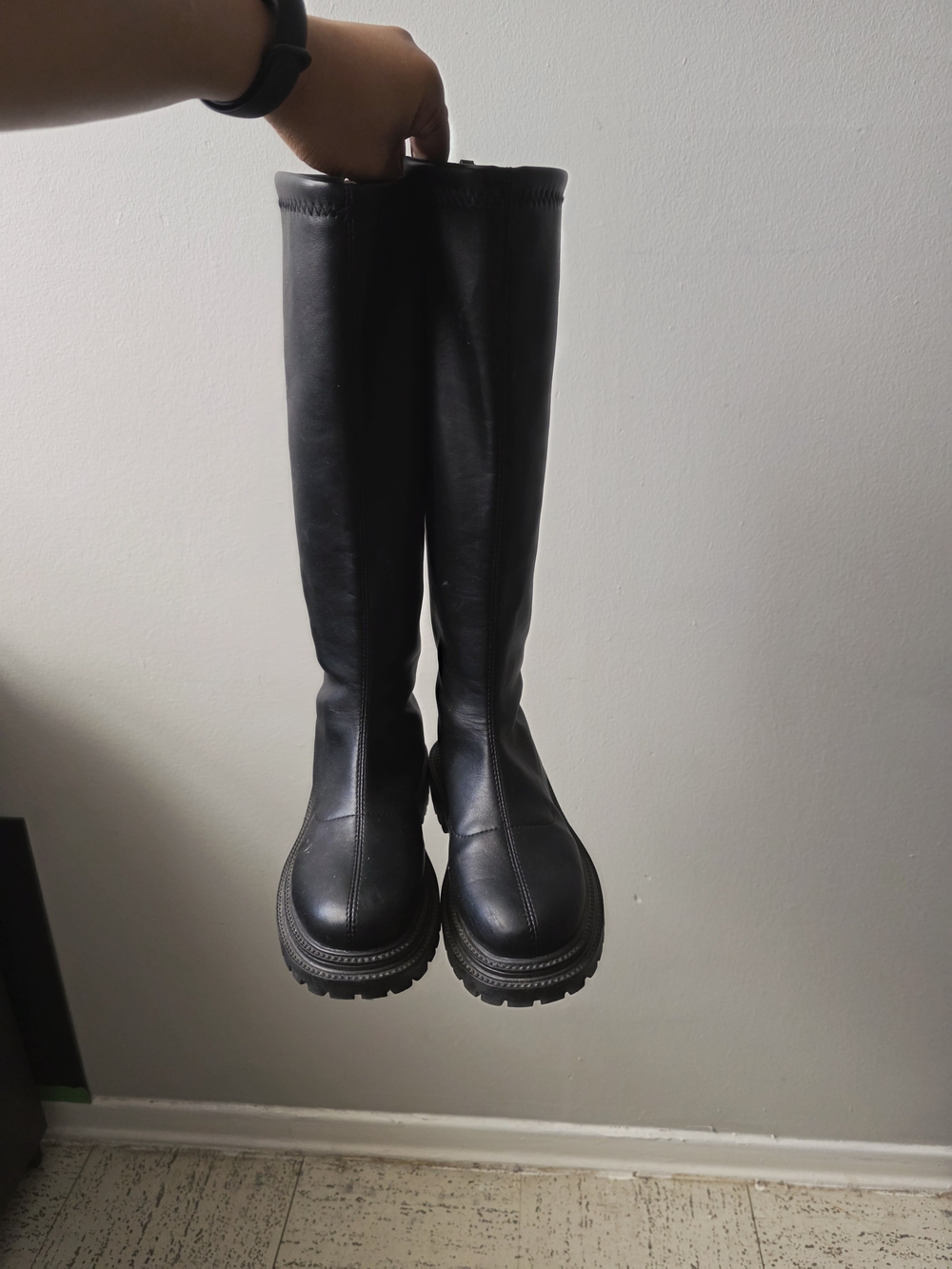 Tall Black  Chunky Sole Boots